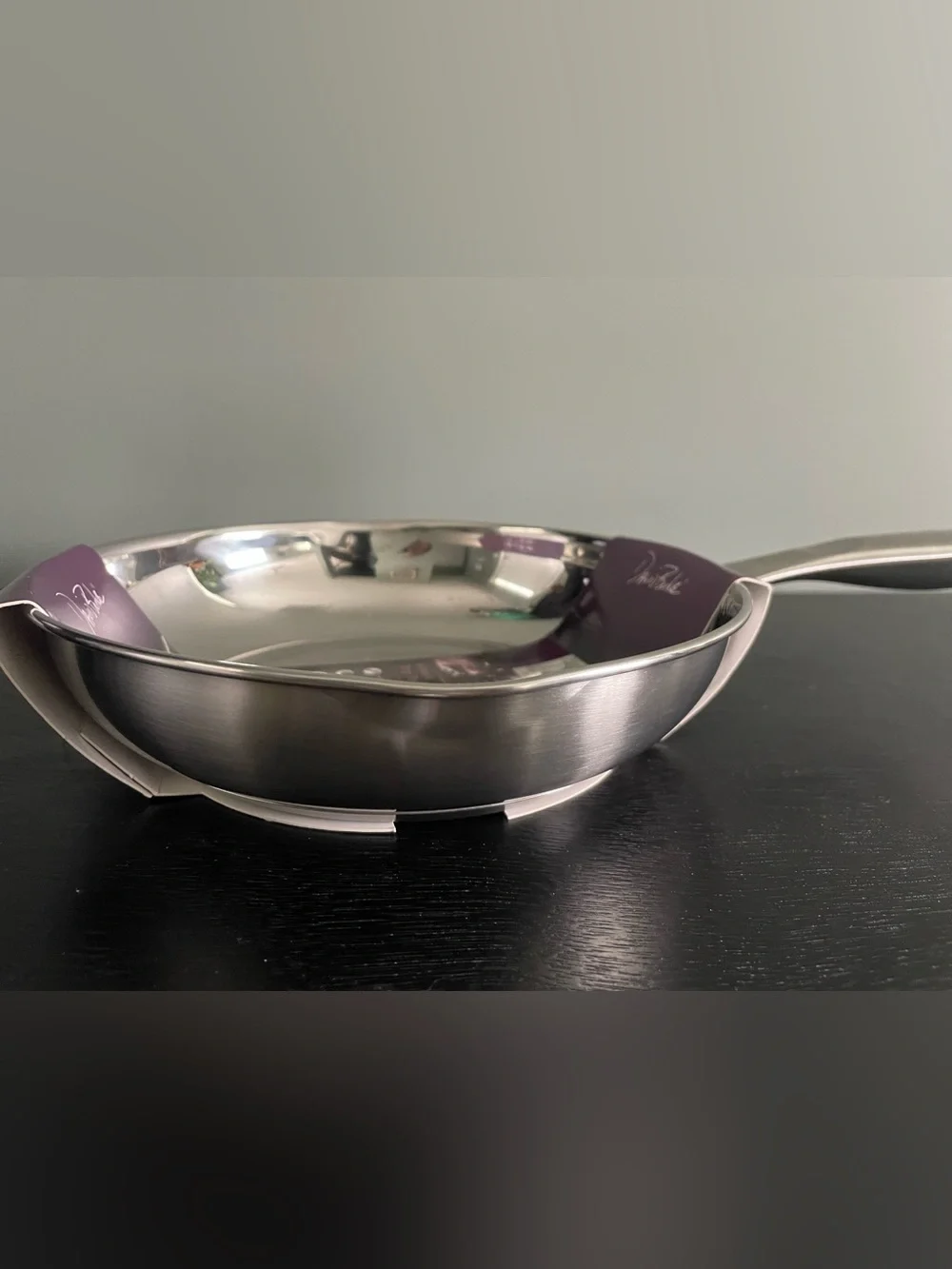David Burke Regency 8 Inch Stainless Steel Fry Pan W Pour Spouts Up to 400F NEW
